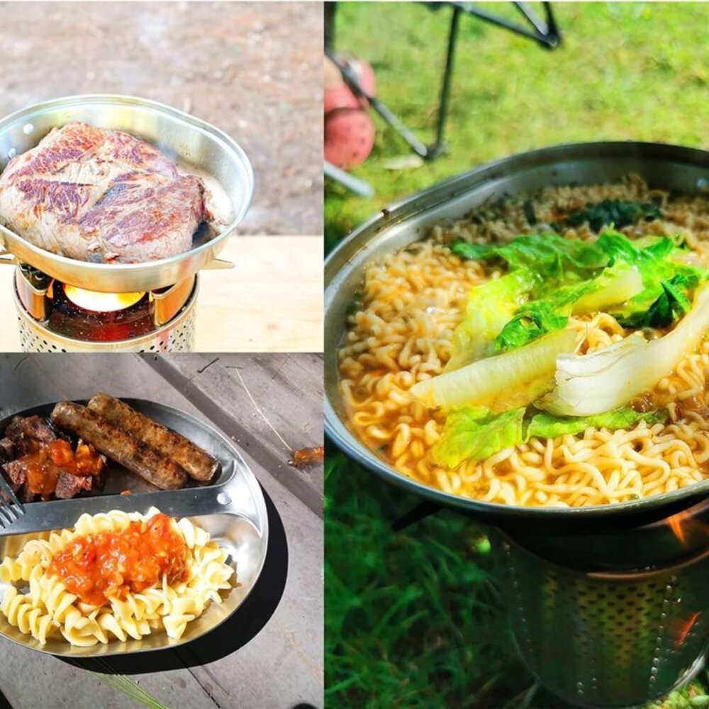Stainless Steel Mess Kit, Pan and Eating Tray Set,  Outdoor Camping - Picture 3 of 9
